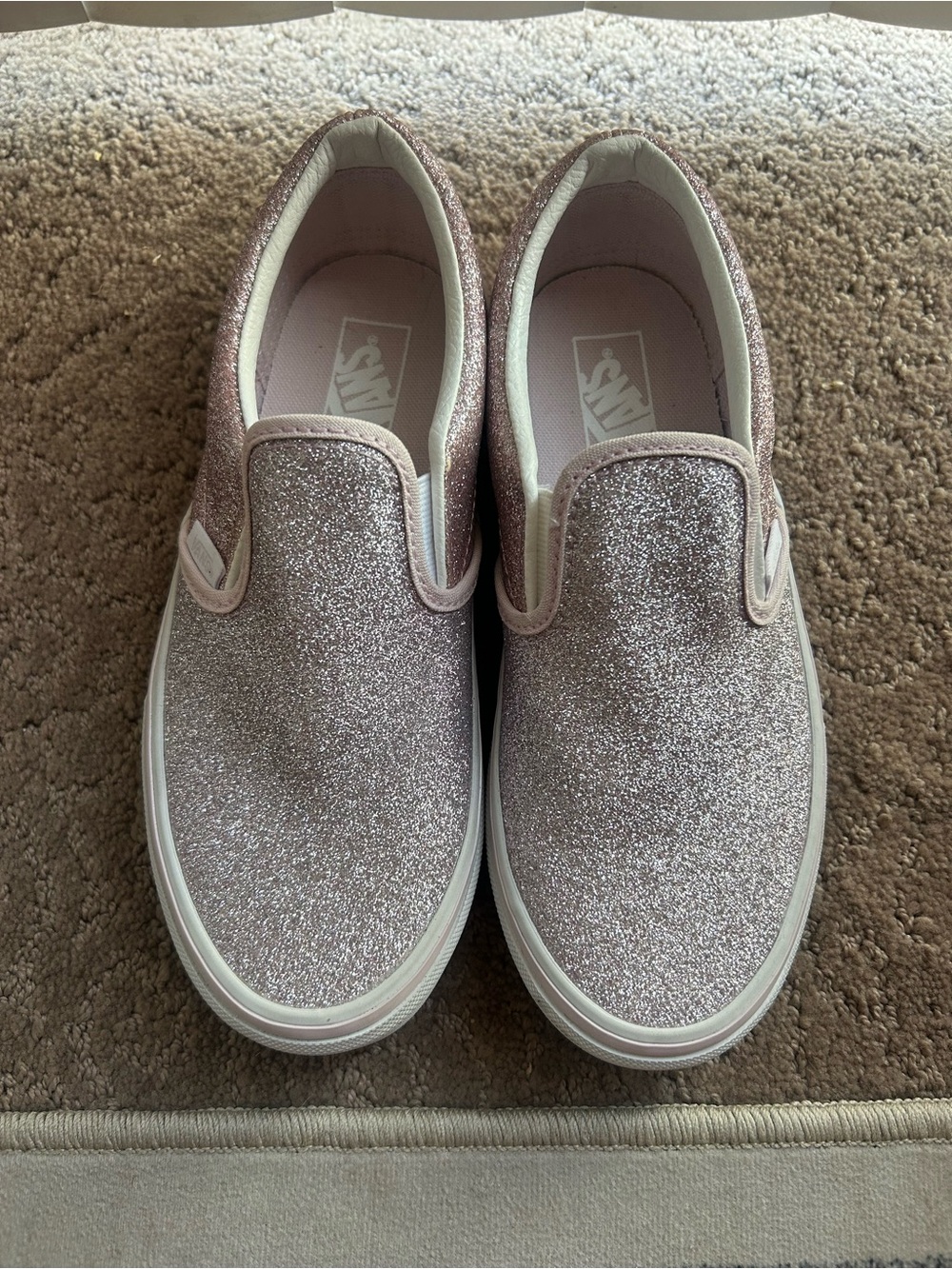 Vans Kids Slip-On Glitter Sneakers - Light Pink Glitter
